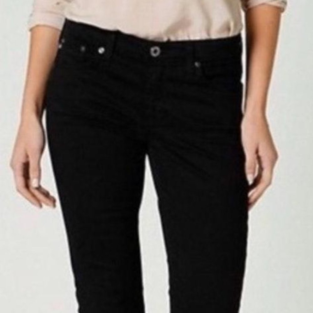 AG Mid-Rise Slim Straight Stevie Black Jeans 28